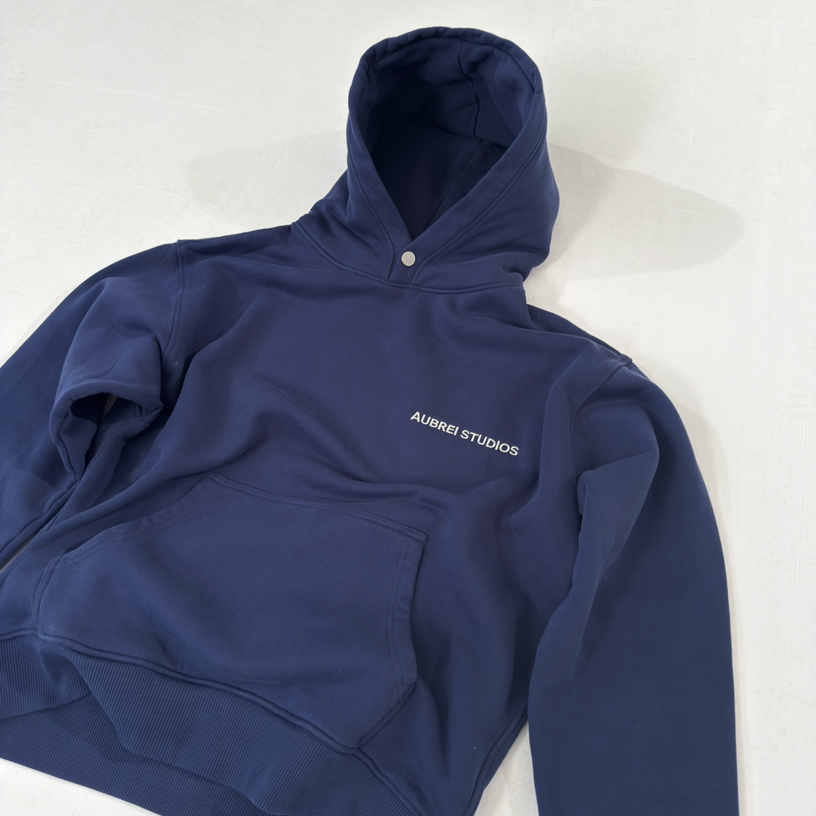 Embroidered Logo Navy Hoodie