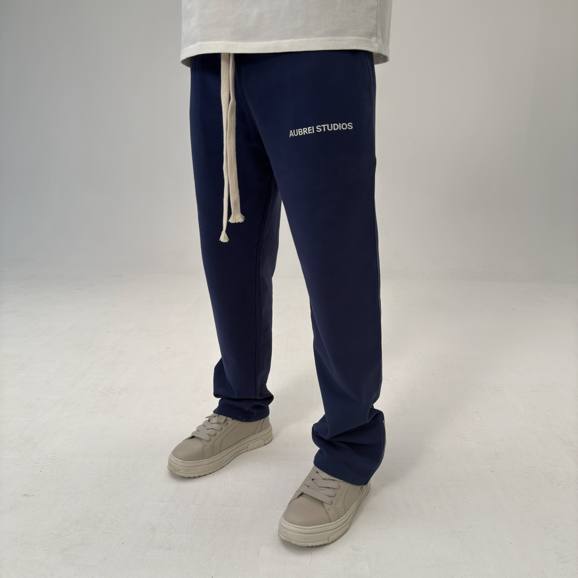 Embroidered Logo Navy Sweatpants