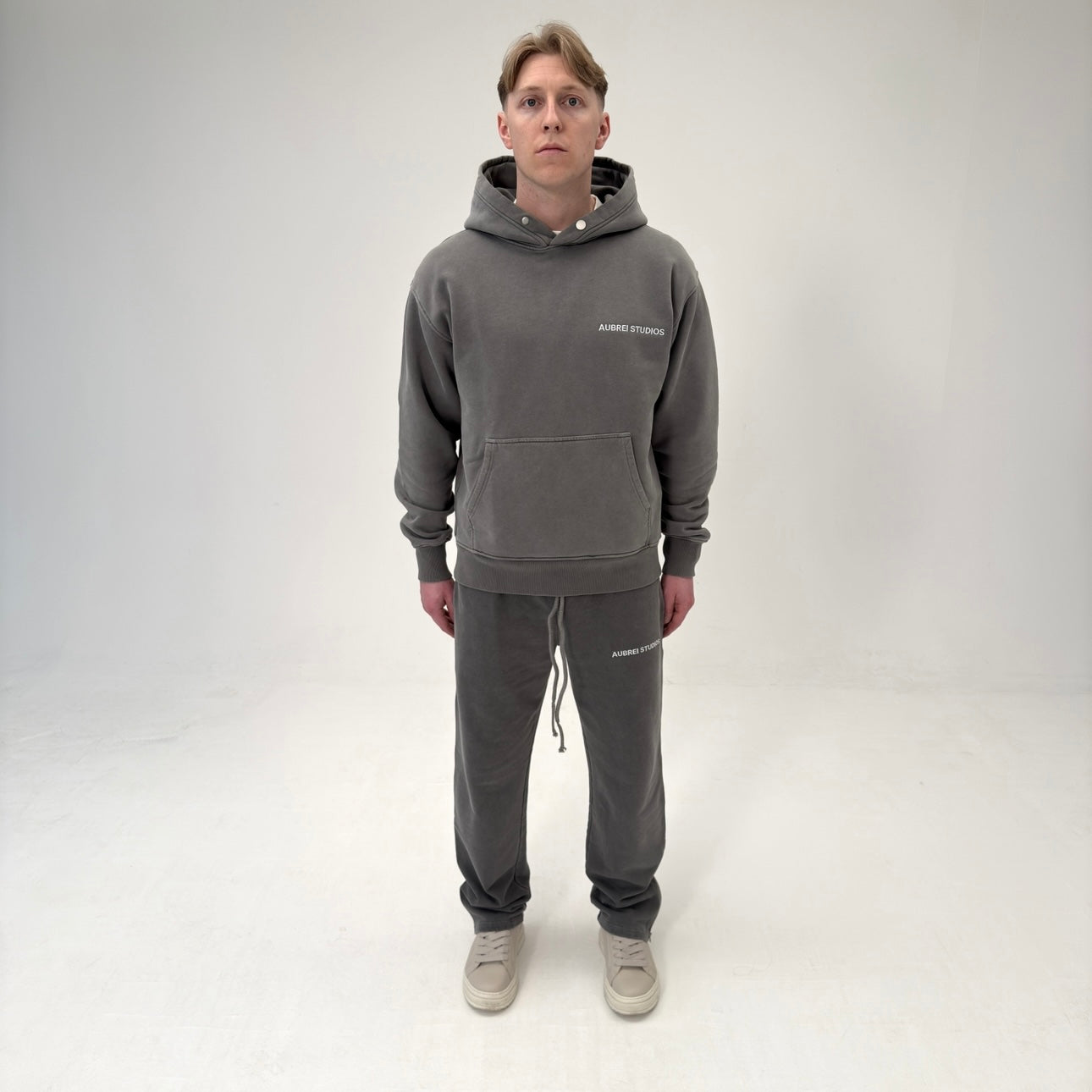 Embroidered Logo Grey Hoodie