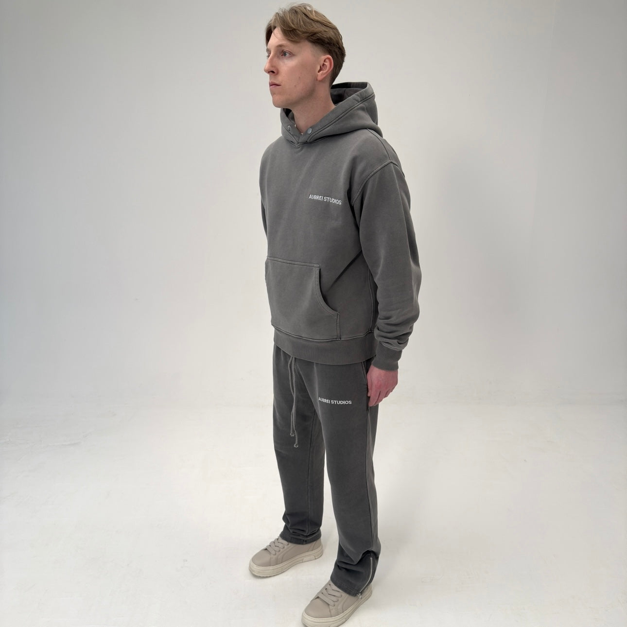 Embroidered Logo Grey Hoodie