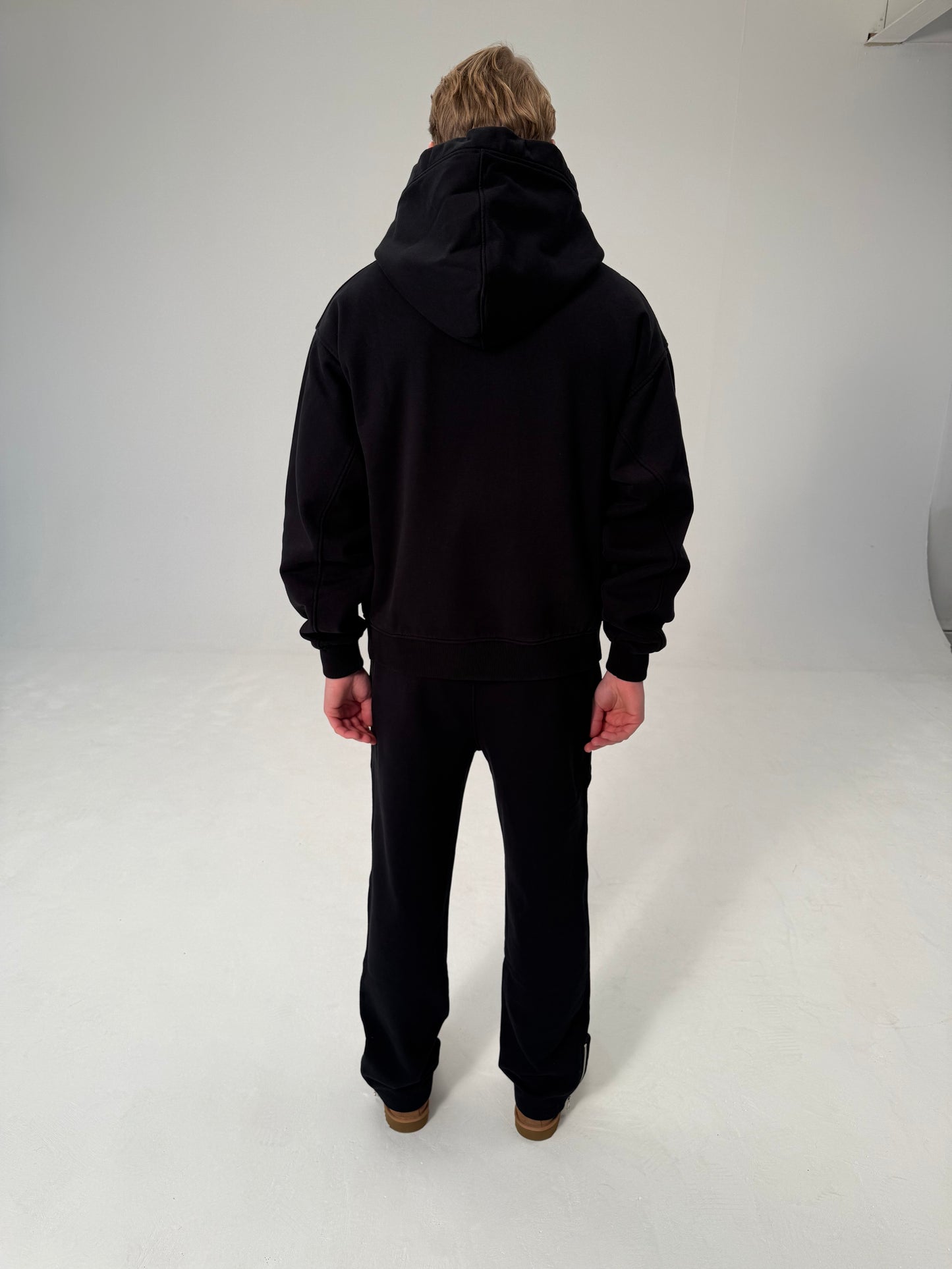 Initial Logo Black Zip Hoodie
