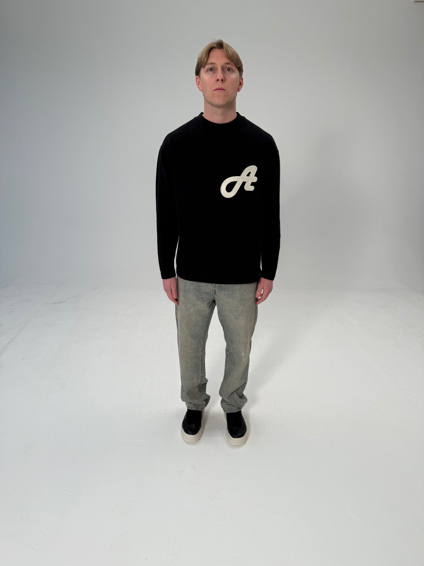 Initial Logo Black Long Sleeved T-Shirt