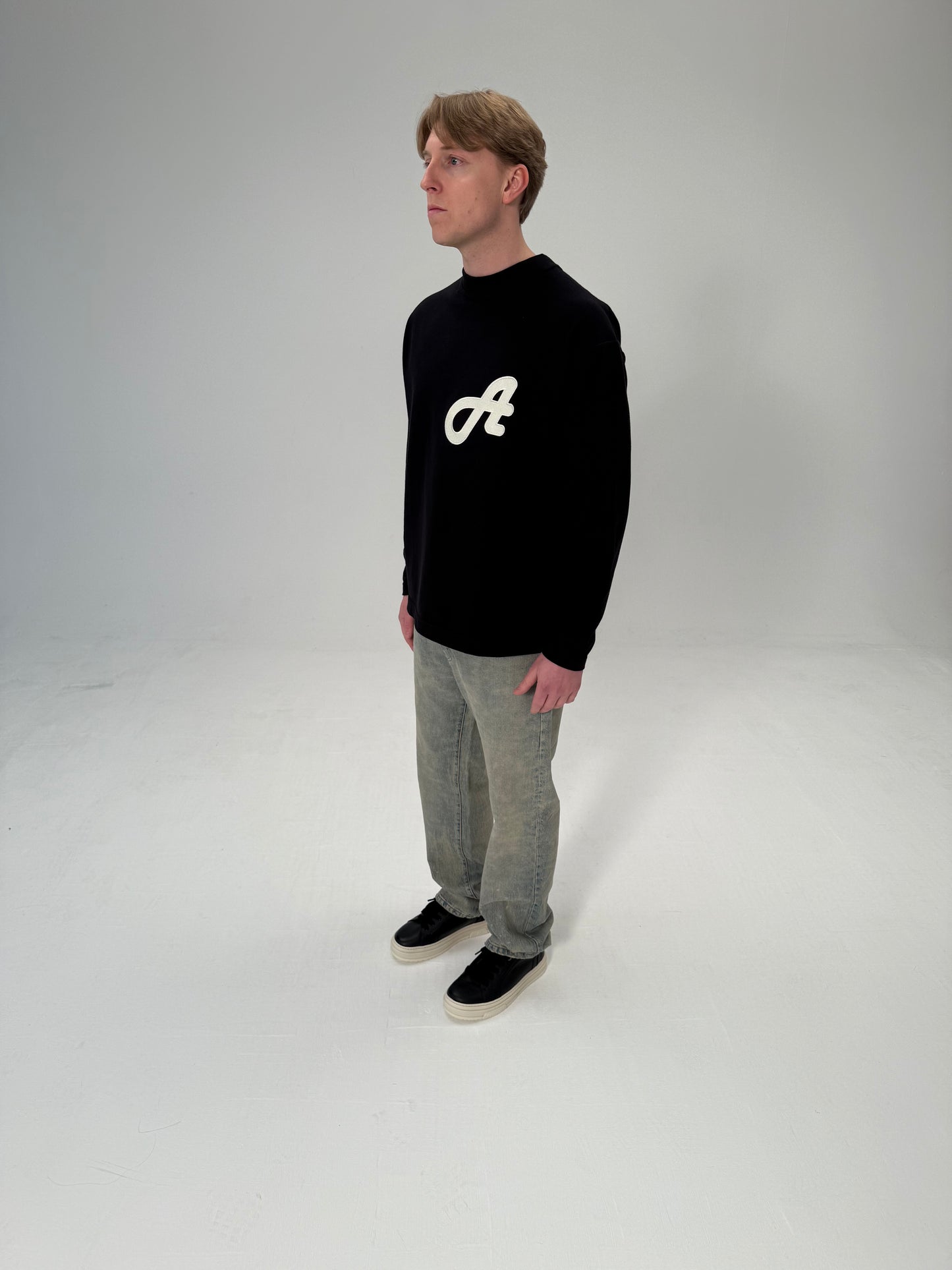 Initial Logo Black Long Sleeved T-Shirt