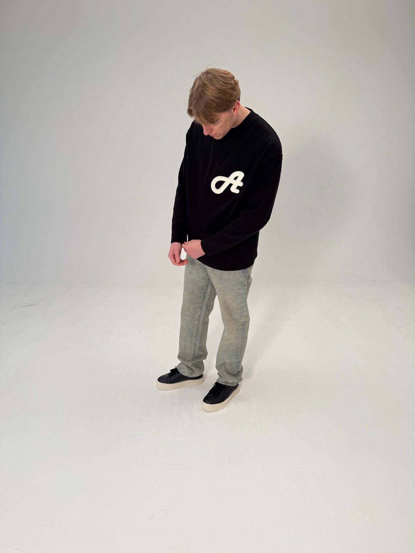 Initial Logo Black Long Sleeved T-Shirt