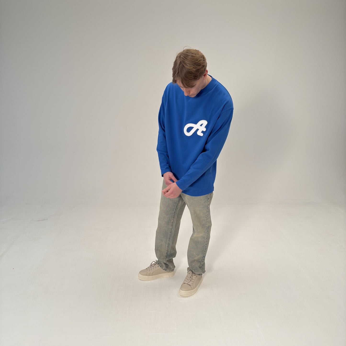 Initial Logo Cobalt Blue Long Sleeved T-Shirt