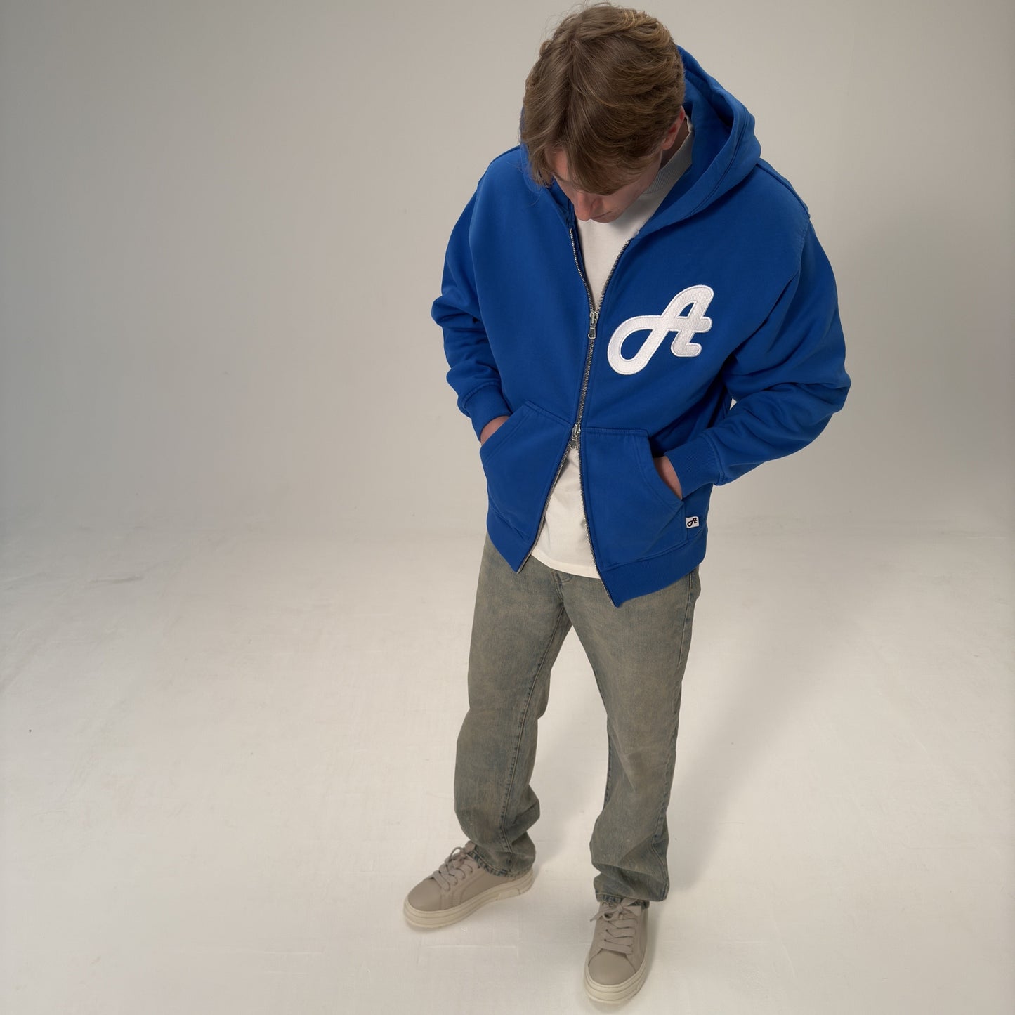 Initial Logo Cobalt Blue Zip Hoodie