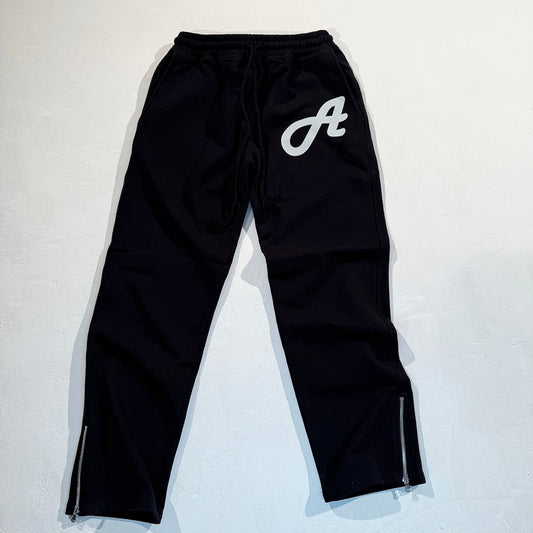 Initial Logo Black Zip Sweatpants