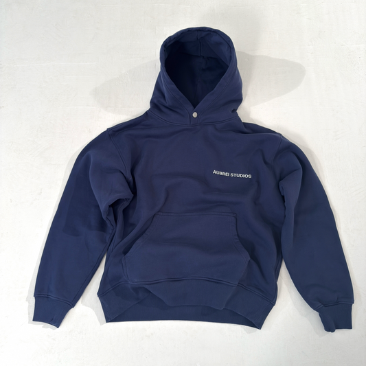 Embroidered Logo Navy Hoodie